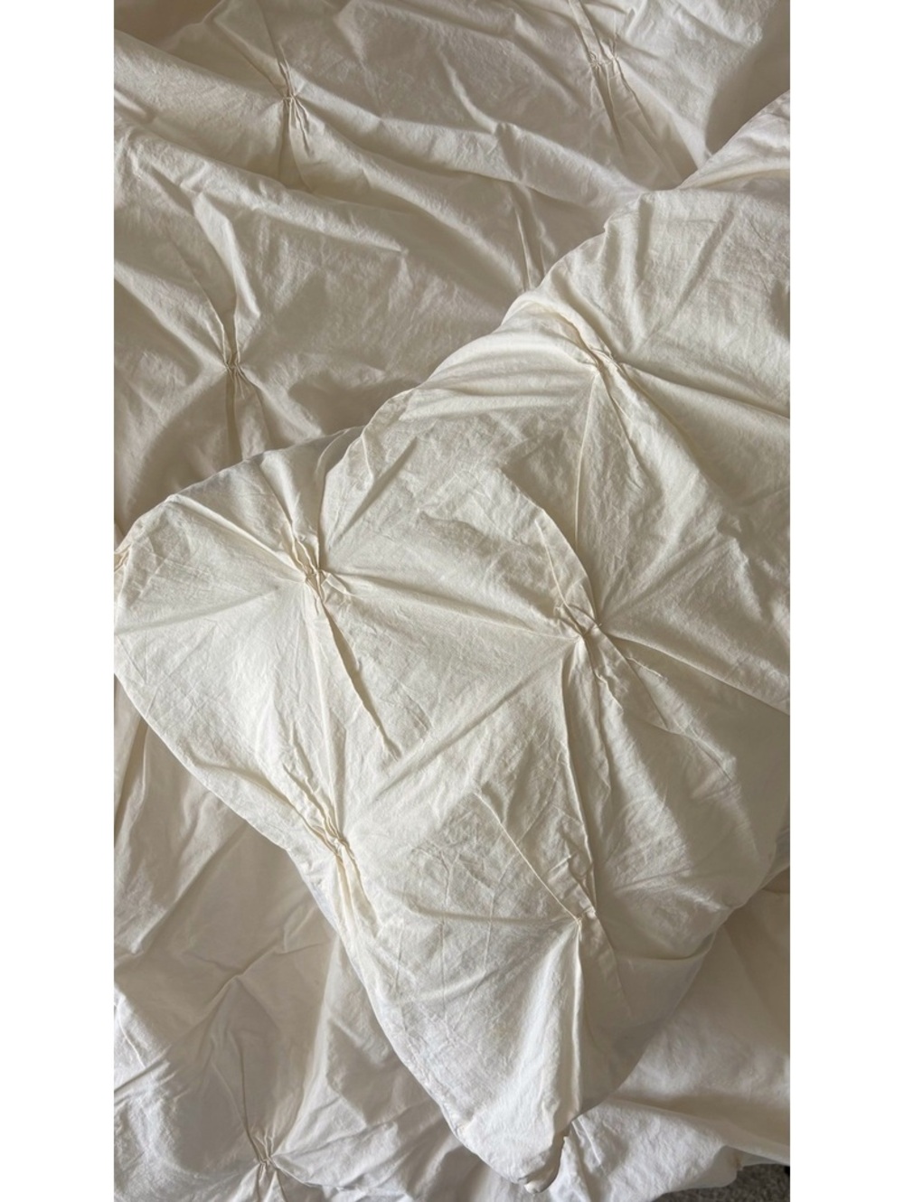 West Elm Cotton Pintuck Queen Duvet Cover with 2 Euro Shams - Oatmeal